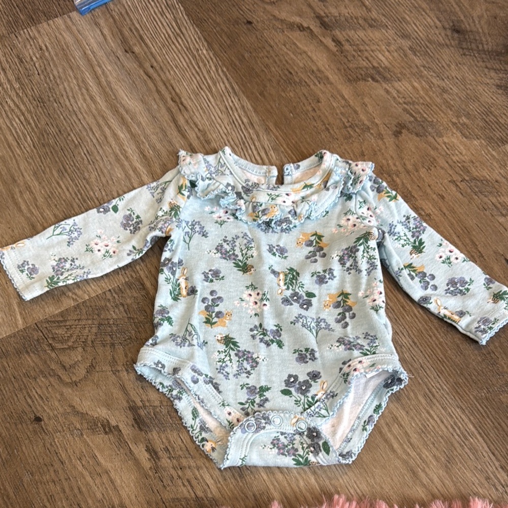 Floral Long Sleeve Baby Onesie